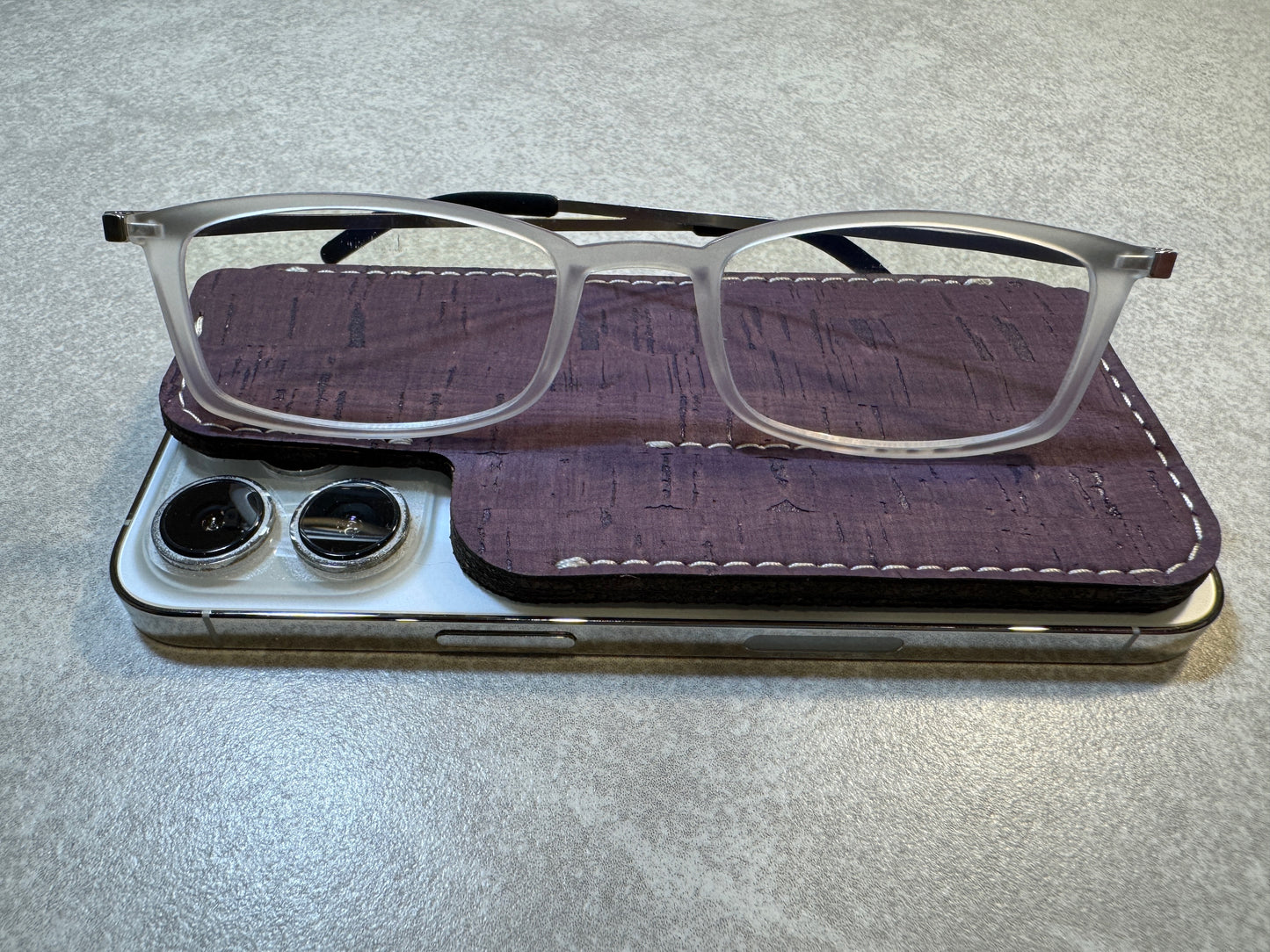 Apple MagSafe Reading Glasses Accessory for iPhone - Rustic Amethyst Cork Fabric